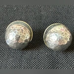 Vintage 925 Sterling Silver Hammered Dome Earrings with Backings